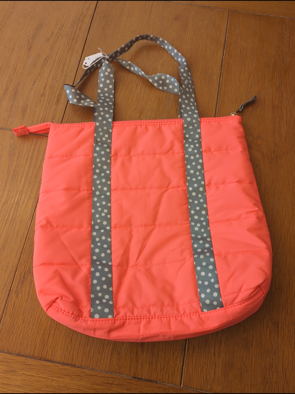 Emma & Chloe Pink Bag 2 Strap Handles Polka Dot Zipper Tote Bag - Picture 5 of 9